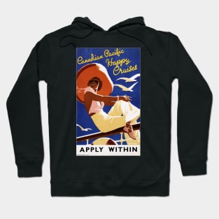 HAPPY CRUISES Apply Within Vintage Travel Poster Hoodie